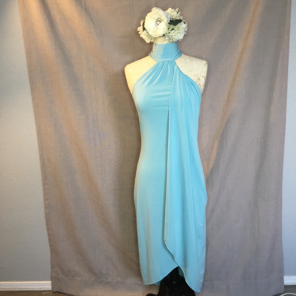 Light Blue Dress Draped w/ Tie Back Venus